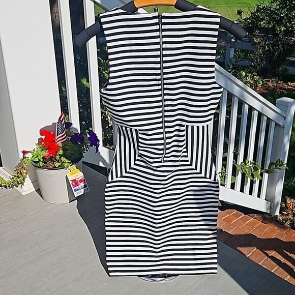 Forever 21 dress zip up striped bodycon stretchy short dress small like new - Picture 2 of 16